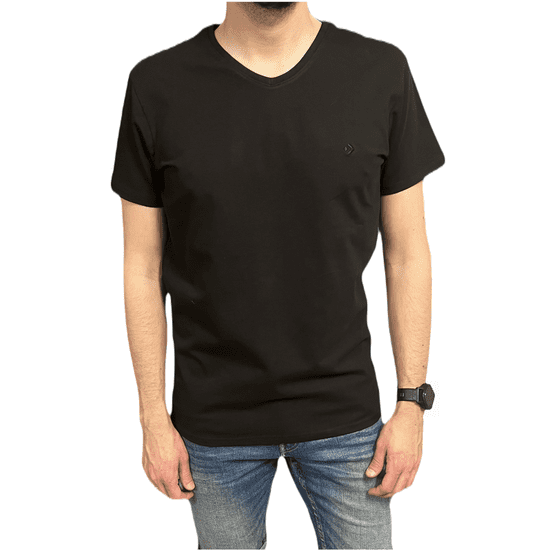 Moraj Pánské tričko krátký rukáv výstřih V černá