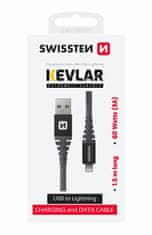 SWISSTEN Datový Kabel Swissten Kevlar Usb / Lightning 1,5 M Antracit 8595217481503