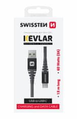 SWISSTEN Datový Kabel Swissten Kevlar Usb / Usb-C 1,5 M Antracit 8595217481497