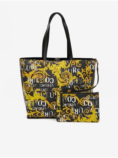 Versace Jeans Žluto-černý dámský vzorovaný oboustranný shopper Versace Jeans Couture