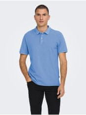 ONLY&SONS Modré pánské basic polo tričko ONLY & SONS Travis M