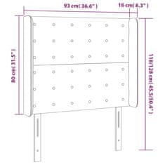 Greatstore Čelo postele s LED modré 93 x 16 x 118/128 cm textil