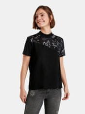 Desigual Černé dámské vzorované tričko Desigual Grace Hopper S