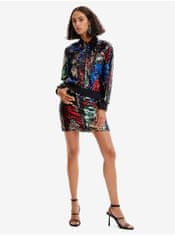 Desigual Červeno-černý dámský bomber s flitry Desigual Sequin XS