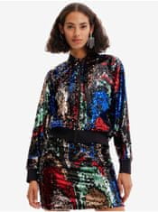 Desigual Červeno-černý dámský bomber s flitry Desigual Sequin XS