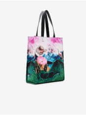 Desigual Zeleno-růžový dámský vzorovaný shopper Desigual Paisaje Surreal UNI