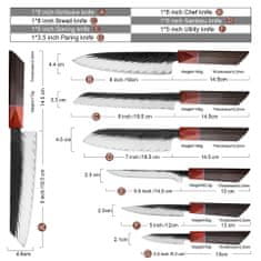 IZMAEL Sada kuchyňských nožů Hačinobe-Tm.Hnědá KP27655