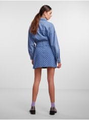 Pieces Modrá dámská džínová vzorovaná mini sukně Pieces Nursel XS