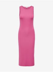 Jacqueline de Yong Tmavě růžové dámské pouzdrové midi šaty JDY Tempo L