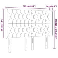 Greatstore Čelo postele s LED tmavě modré 163 x 16 x 118/128 cm samet