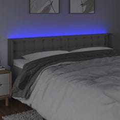 Vidaxl Čelo postele s LED šedé 183 x 16 x 78/88 cm umělá kůže