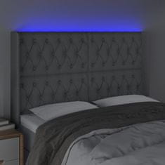 Vidaxl Čelo postele s LED světle šedé 163x16x118/128 cm textil