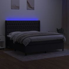 Greatstore Box spring postel s matrací a LED černá 180x200 cm textil