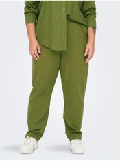 Only Carmakoma Zelené dámské lněné kalhoty ONLY CARMAKOMA Caro 46