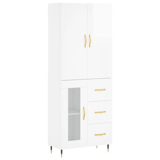 Vidaxl Skříň highboard lesklá bílá 69,5 x 34 x 180 cm kompozitní dřevo