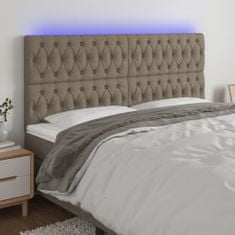 Vidaxl Čelo postele s LED taupe 180x7x118/128 cm textil