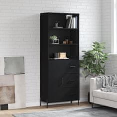 Greatstore Skříň highboard černá 69,5 x 34 x 180 cm kompozitní dřevo