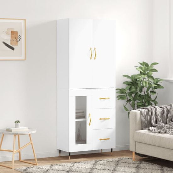 Greatstore Skříň highboard bílá 69,5 x 34 x 180 cm kompozitní dřevo