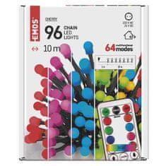 Emos EMOS LED vánoční cherry řetěz – kuličky, 10 m, RGB, ovladač, programy, časovač D5AA01