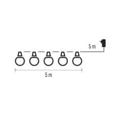 Emos EMOS LED světelný řetěz – 10x párty žárovky mléčné, 5 m, venkovní i vnitřní, teplá bílá DCPW01