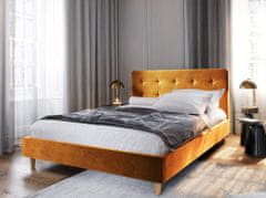 Veneti Čalouněná manželská postel NOOR - 160x200, hořčicová
