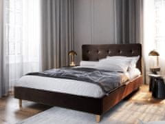 Veneti Čalouněná manželská postel NOOR - 140x200, tmavě hnědá