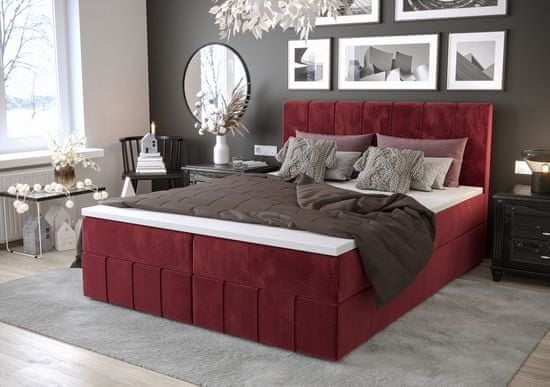 Veneti Boxspringová postel s úložným prostorem MADLEN COMFORT - 200x200, červená