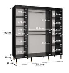 Veneti Šatní skříň SHAILA 10 - 200 cm, černá