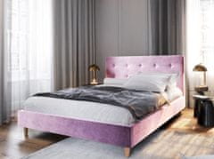 Veneti Čalouněná manželská postel NOOR - 140x200, růžová