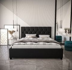 Veneti Manželská čalouněná postel NARINE - 140x200, černá