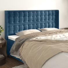 Greatstore Čelo postele typu ušák tmavě modrá 183x16x118/128 cm samet