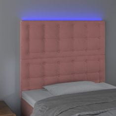 Greatstore Čelo postele s LED růžové 90x5x118/128 cm samet