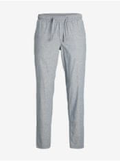 Jack&Jones Šedo-modré pánské žíhané kalhoty s příměsí lnu Jack & Jones Stace S