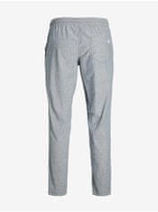 Jack&Jones Šedo-modré pánské žíhané kalhoty s příměsí lnu Jack & Jones Stace S