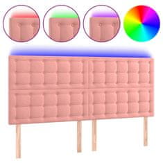 Greatstore Čelo postele s LED růžové 180x5x118/128 cm samet