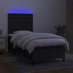 Greatstore Box spring postel s matrací a LED černá 90x190 cm textil