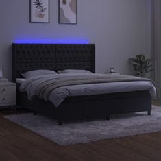 Greatstore Box spring postel s matrací a LED černá 160x200 cm samet