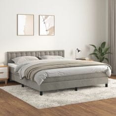 Greatstore Box spring postel s matrací světle šedá 180x200 cm samet