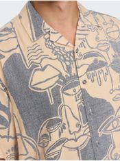 ONLY&SONS Béžová pánská vzorovaná košile s krátkým rukávem ONLY & SONS Den XXL