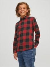 Jack&Jones Černo-červená klučičí kostkovaná košile Jack & Jones Gingham 164