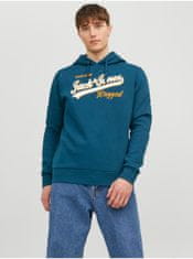 Jack&Jones Modrá pánská mikina s kapucí Jack & Jones Logo S