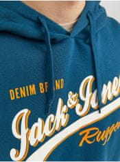 Jack&Jones Modrá pánská mikina s kapucí Jack & Jones Logo S