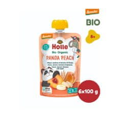 Holle Bio Panda Peach 100% ovocné pyré broskev, meruňka, banán a špalda - 6 x 100g