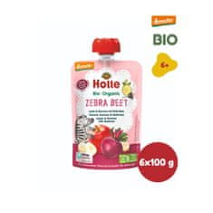 Holle Bio Zebra Beet 100% pyré jablko, banán, červená řepa 6 x 100g