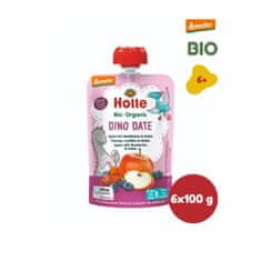 Holle Bio Dino Date 100% ovocné pyré jablko, borůvka, datle 6 x 100g