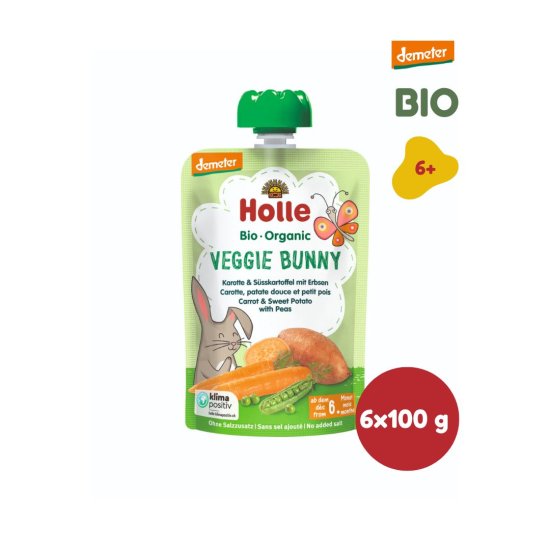 Holle Bio pyré mrkev - batáty - hrášek 6 x 100g