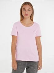 Tommy Hilfiger Světle růžové dámské tričko Tommy Hilfiger XL