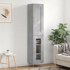 Greatstore Skříň highboard betonově šedá 34,5x34x180 cm kompozitní dřevo