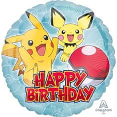 Balón fóliový Happy birthday - narozeniny - Pokémon Pikachu - 43 cm