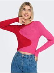 ONLY Červeno-růžový dámský vzorovaný svetr ONLY Polly XL